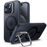 JETech Kickstand Case for iPhone 15 Pro Max 6.7-Inch Compatible with MagSafe, Built-in Adjustable Camera Stand, Translucent Matte Magnetic Back Slim Shockproof Phone Cover (Blue Titanium)